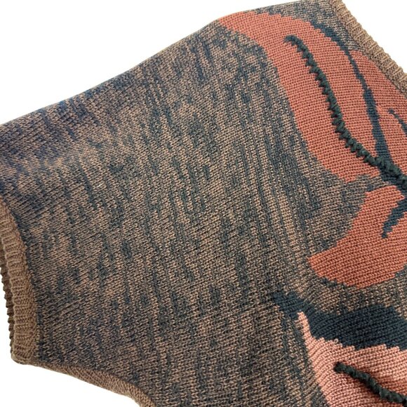 Vtg Campus Casuals Women's V-neck Knit Sweater Sz Medium Leaf Pattern Textured - Picture 5 of 8